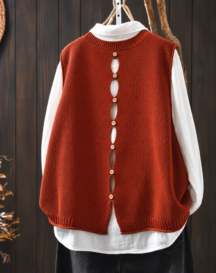 Knitted Sweater Vest for Women with Round Neck, view 7 - Elena Harper