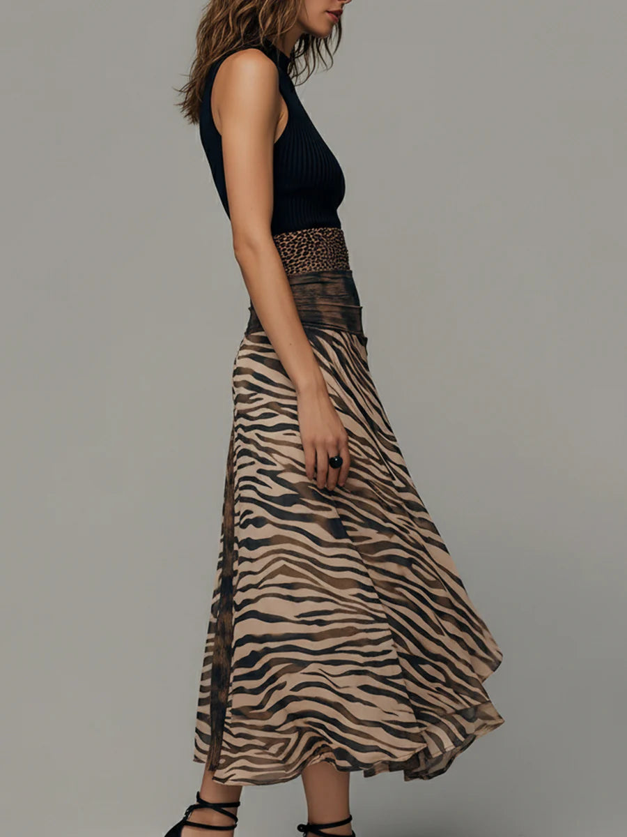 Maya™  |  Patchwork Sleeveless Midi Dress