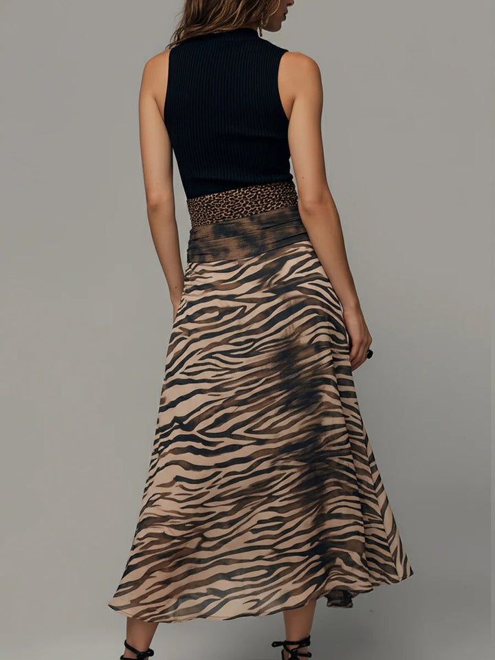 Maya™  |  Patchwork Sleeveless Midi Dress