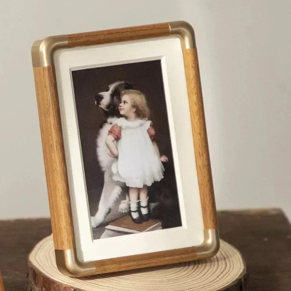 Table Photo Frame Solid Wood with Classic Corner Detail