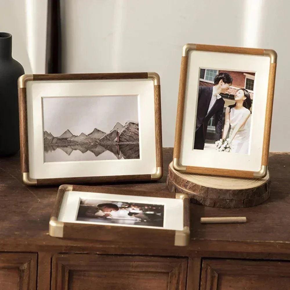 Table Photo Frame Solid Wood with Classic Corner Detail