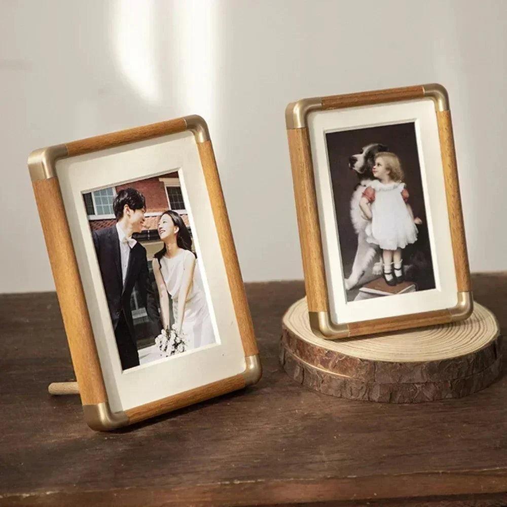 Table Photo Frame Solid Wood with Classic Corner Detail