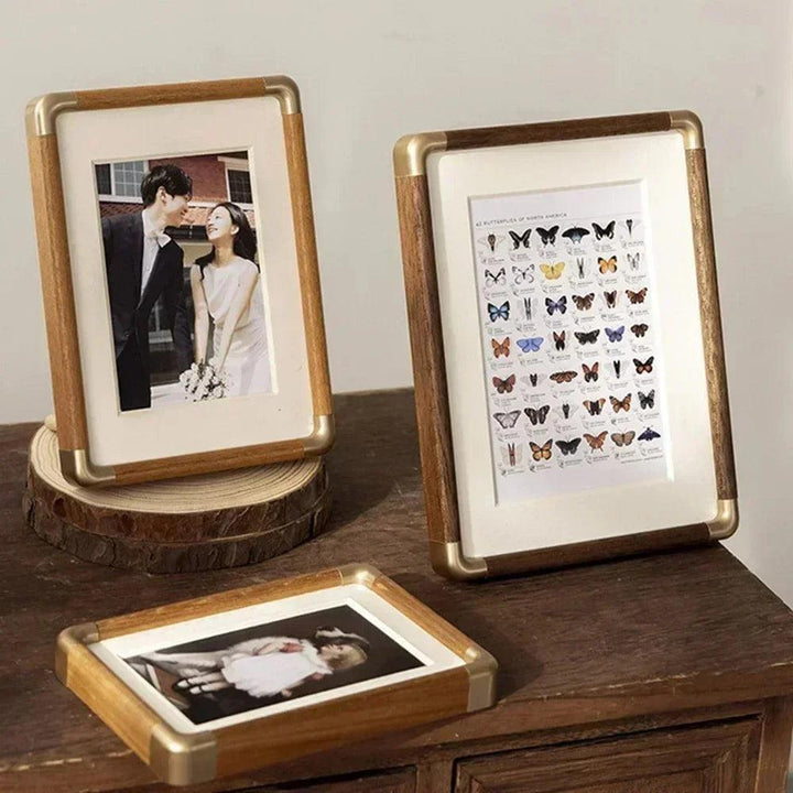 Table Photo Frame Solid Wood with Classic Corner Detail