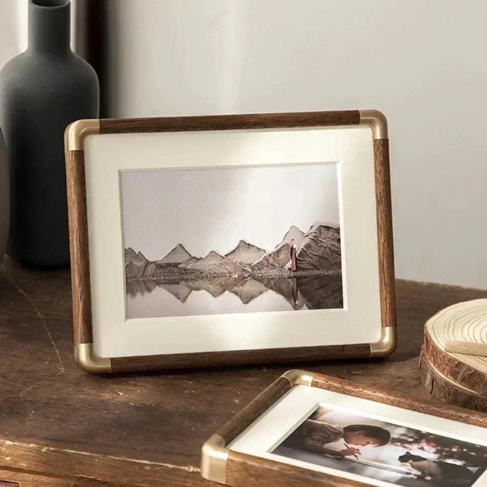 Table Photo Frame Solid Wood with Classic Corner Detail