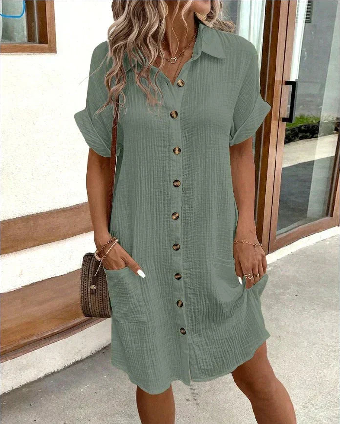 Button-Down Blouse Dress for Women