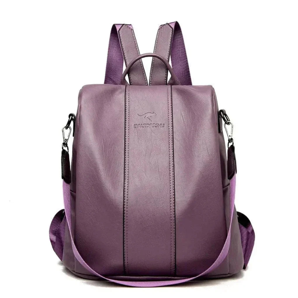 Chic Anti-Theft Backpack for Women Stylish Leather Design with Concealed Storage, view 5 - Elena Harper