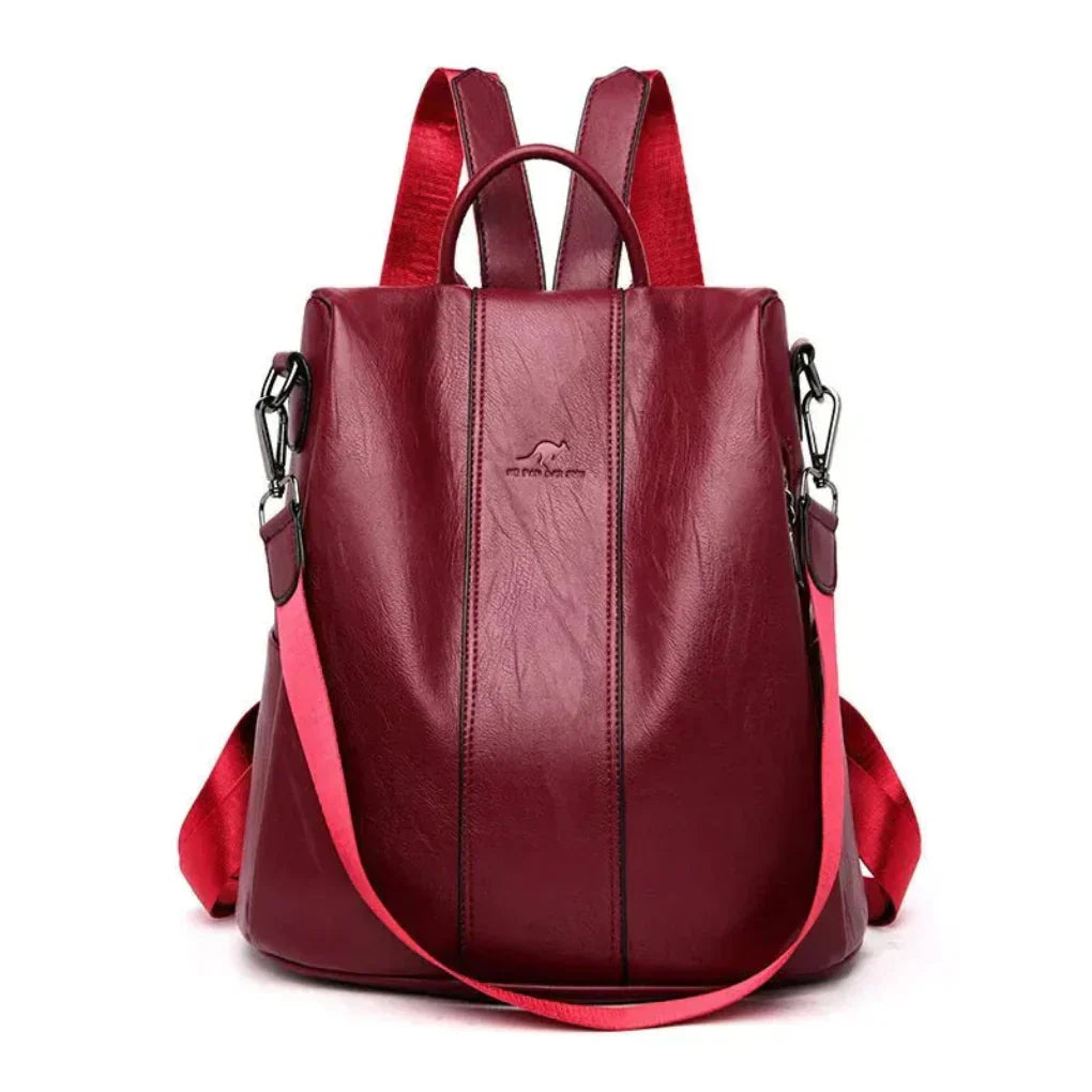 Chic Anti-Theft Backpack for Women Stylish Leather Design with Concealed Storage, view 4 - Elena Harper