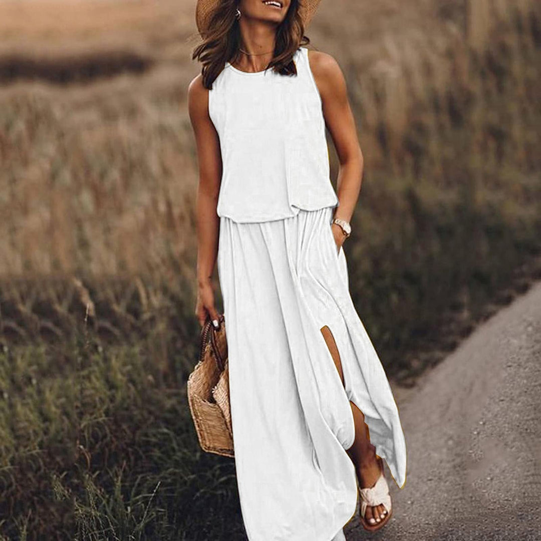 Kariela | Elegant Maxi Dress for Women with Side Slit | Sleeveless