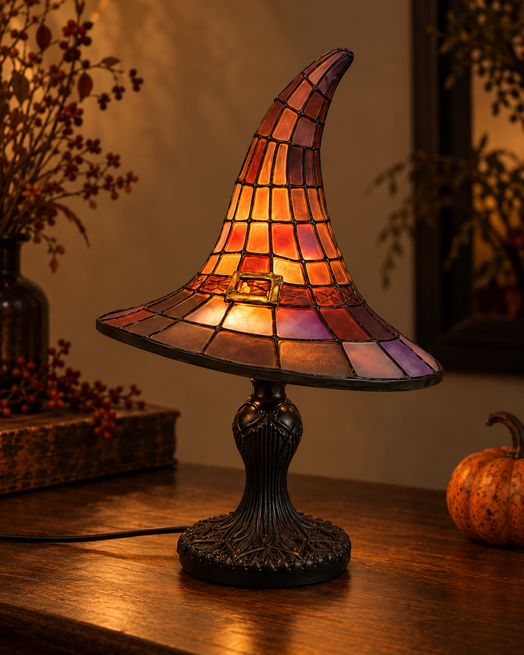 Halloween Table Lamp in the Shape of a Witch's Hat
