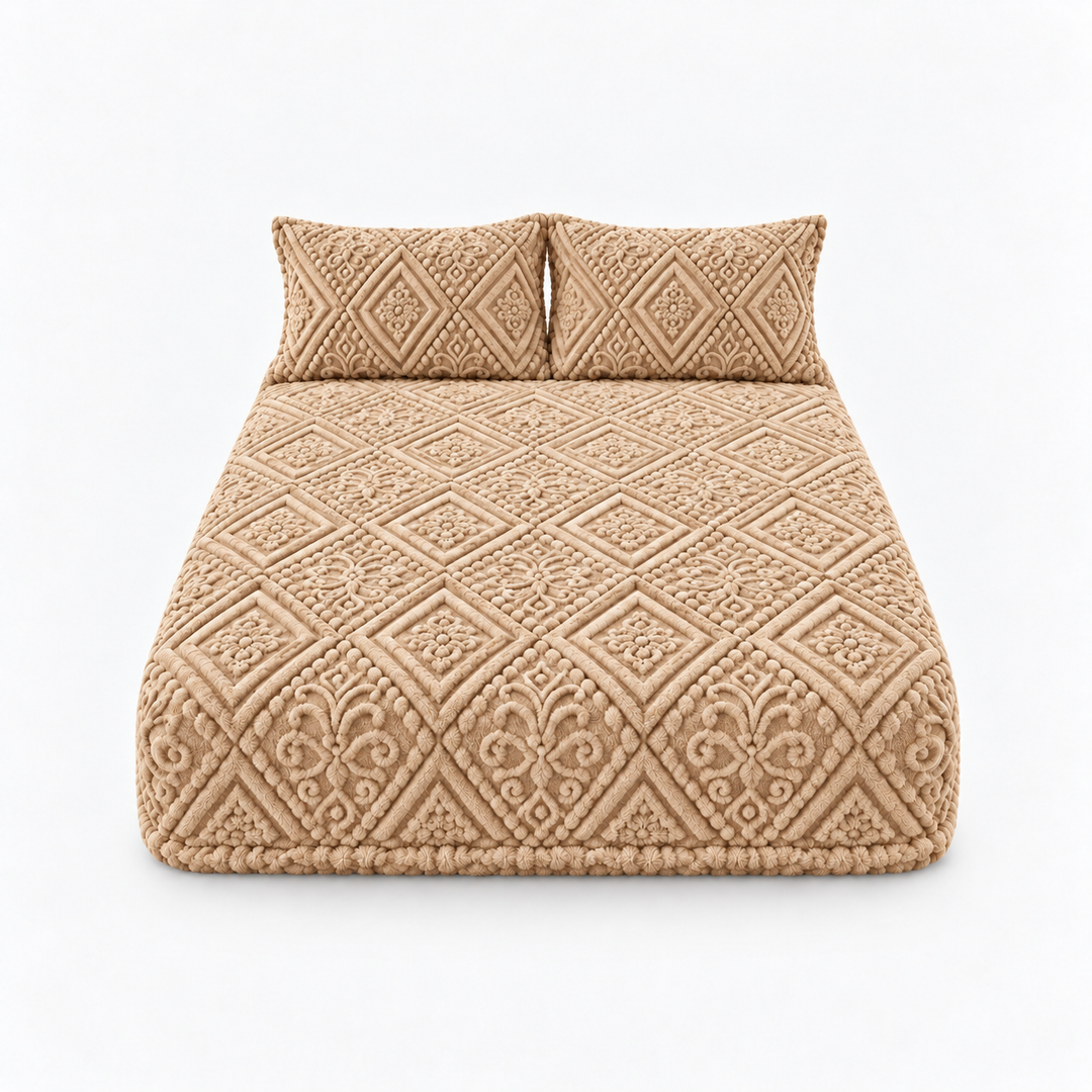 Damask Haven Raised Damask Plush Fitted Sheet - Elena Harper