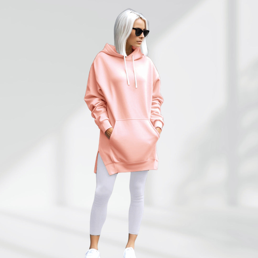 Oversized Hoodie Dress with Soft Brushed Lining - Elena Harper