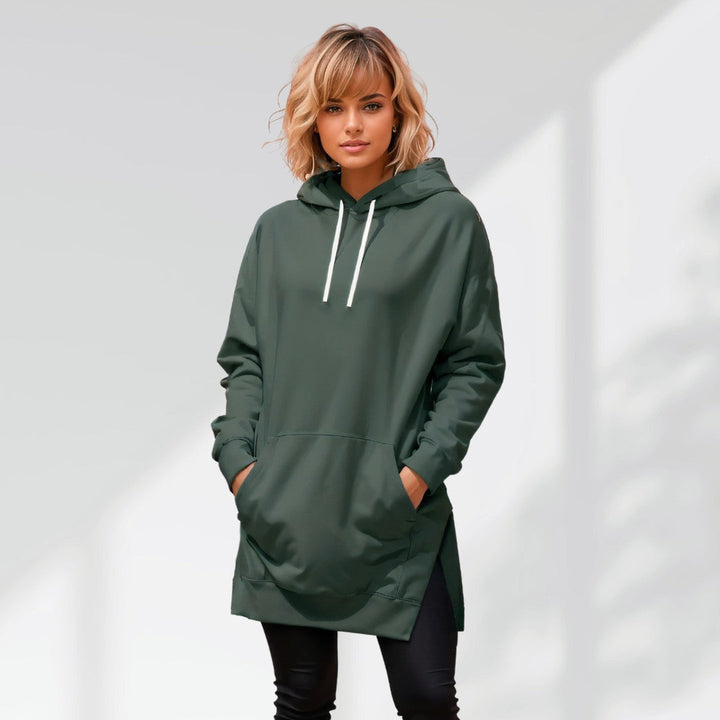 Oversized sweatshirt dress with soft autumn lining
