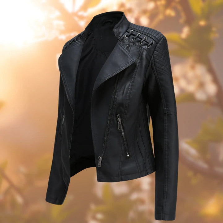 Mandy Noir Biker Style Leather Jacket