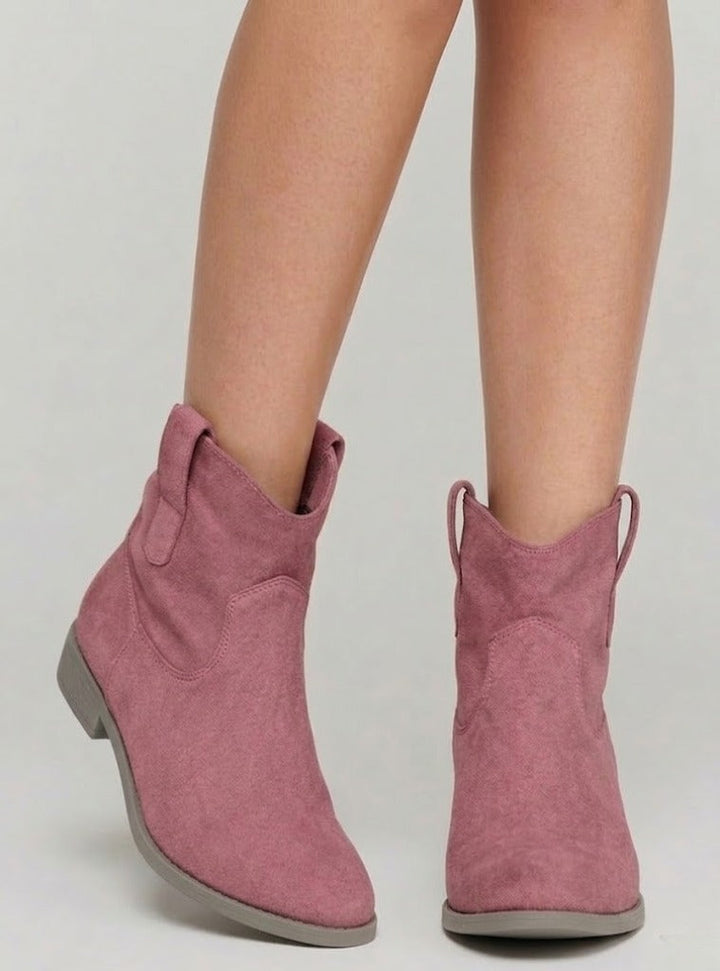 Vintage Low Heel Western Cowboy Ankle Boots