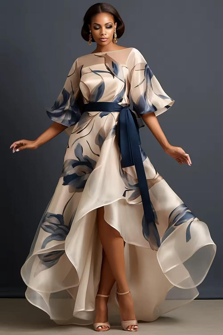 Lunara Flowing Maxi Dress in Chiffon with Floral Pattern - Elena Harper