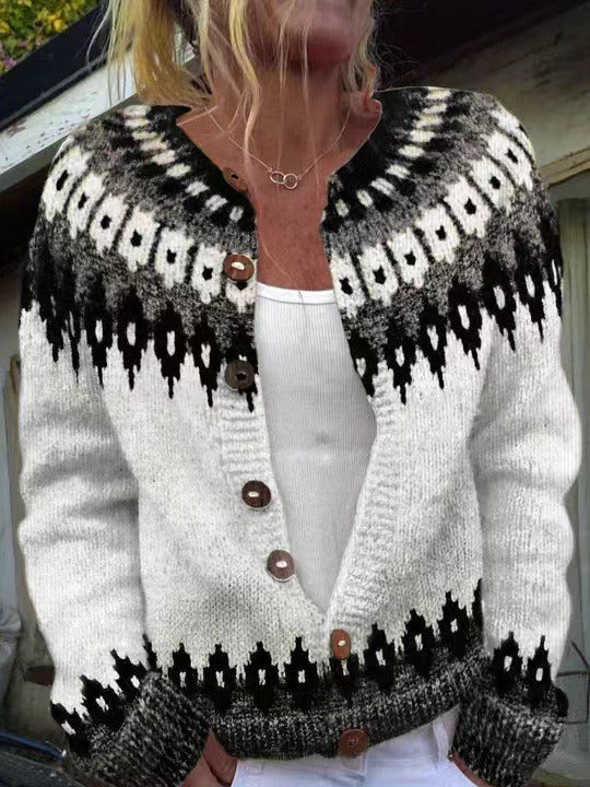 Alexa Vintage Icelandic Wool Cardigan - Elena Harper