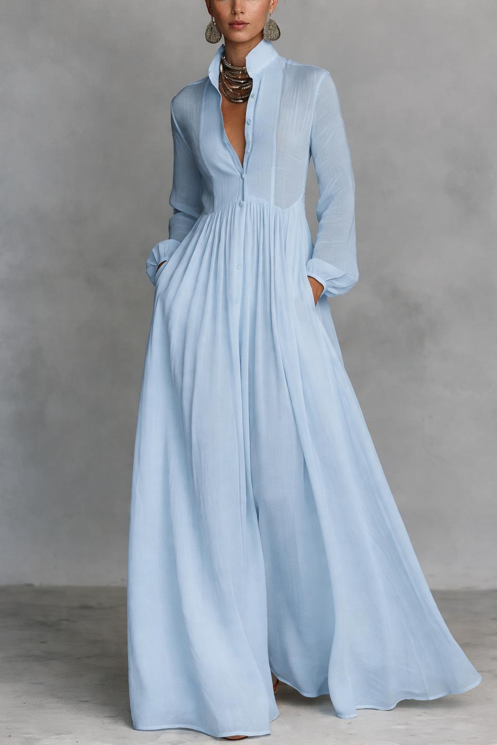 Serena™  |  Flowing Button-front Maxi Dress
