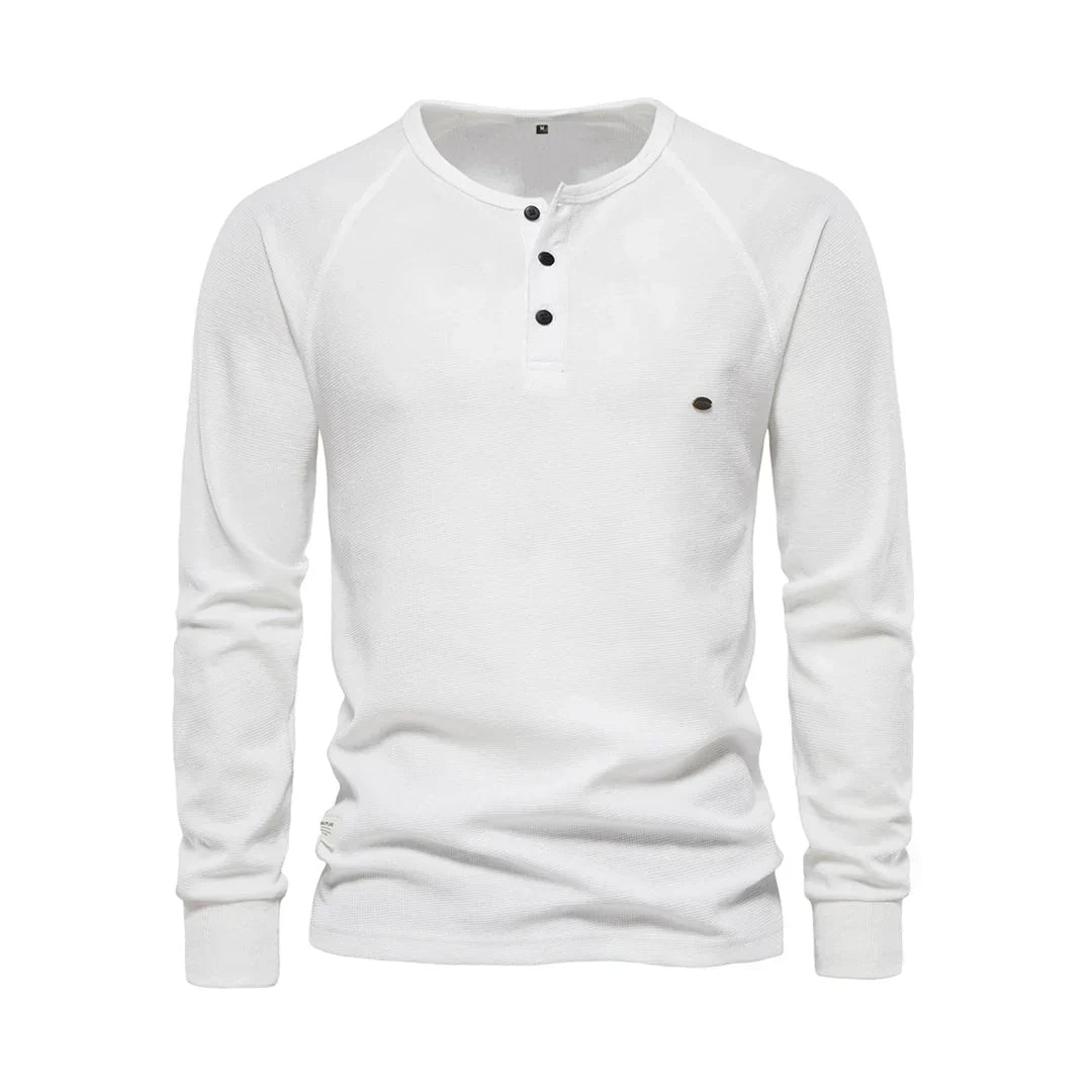 Men's Long Sleeve Shirt with Round Neck, view 4 - Elena Harper