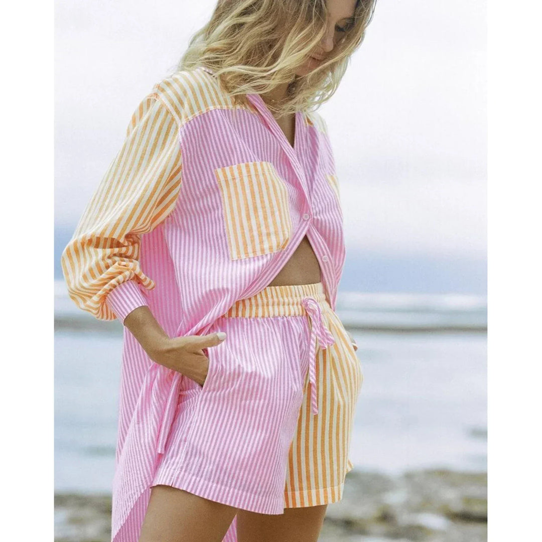 Wide Shirt and Shorts Summer Set