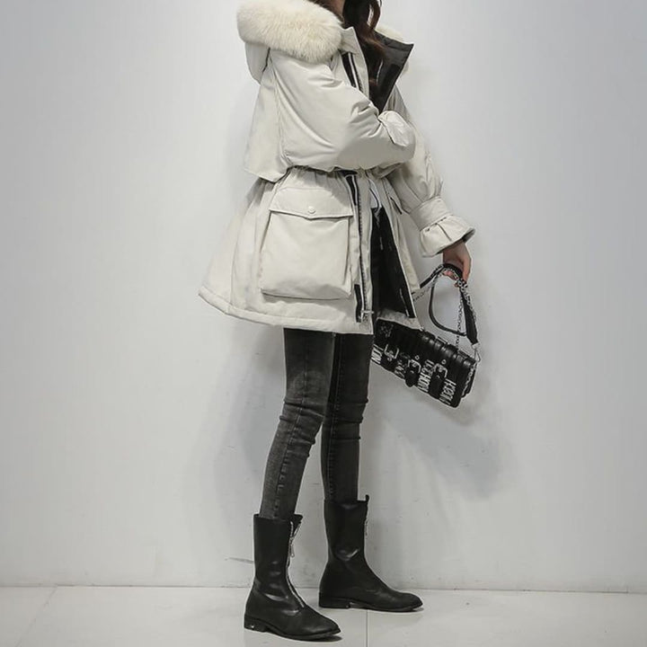 Ladies Waterproof Puffer Jacket – With Fur Collar, Casual for Cold Days