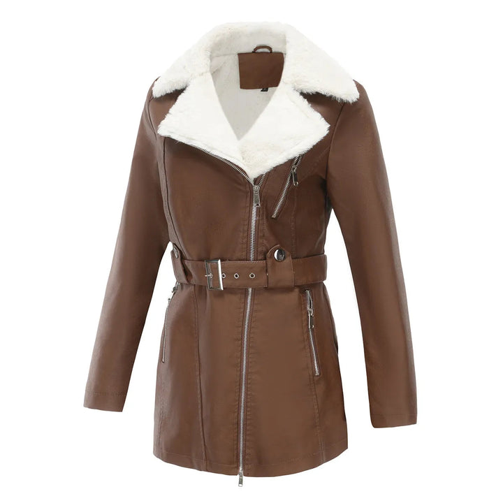 Women's Winter Coat with Belt and Pockets