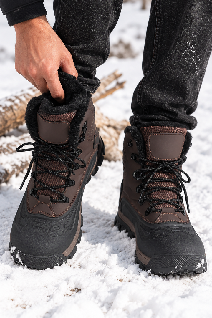Men's High-Top Snow Boots with Metal Laces and Treaded Sole Vardek - Elena Harper