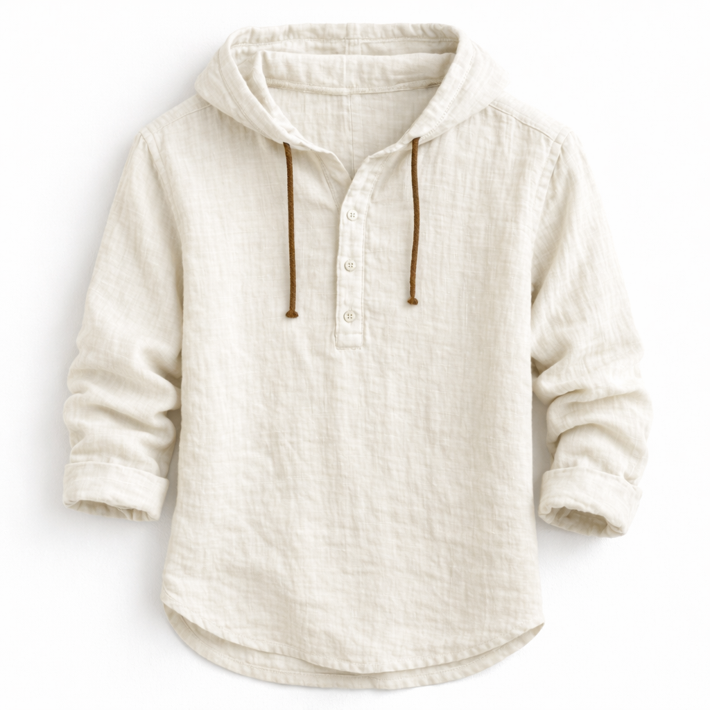 LAURENT MONACO | LINEN HOODIE SHIRT FOR MEN