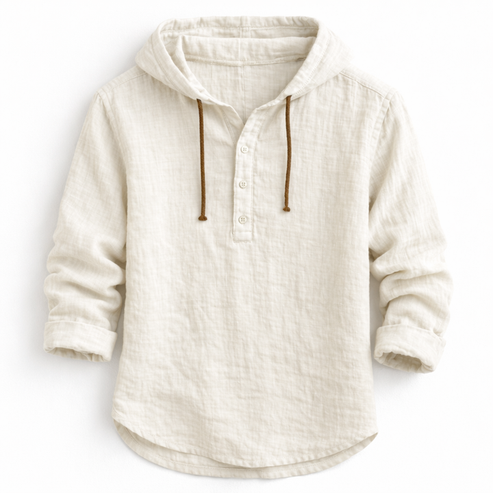LAURENT MONACO | LINEN HOODIE SHIRT FOR MEN