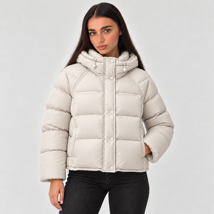 Montarello Women's Hooded Puffer Jacket with High Neck