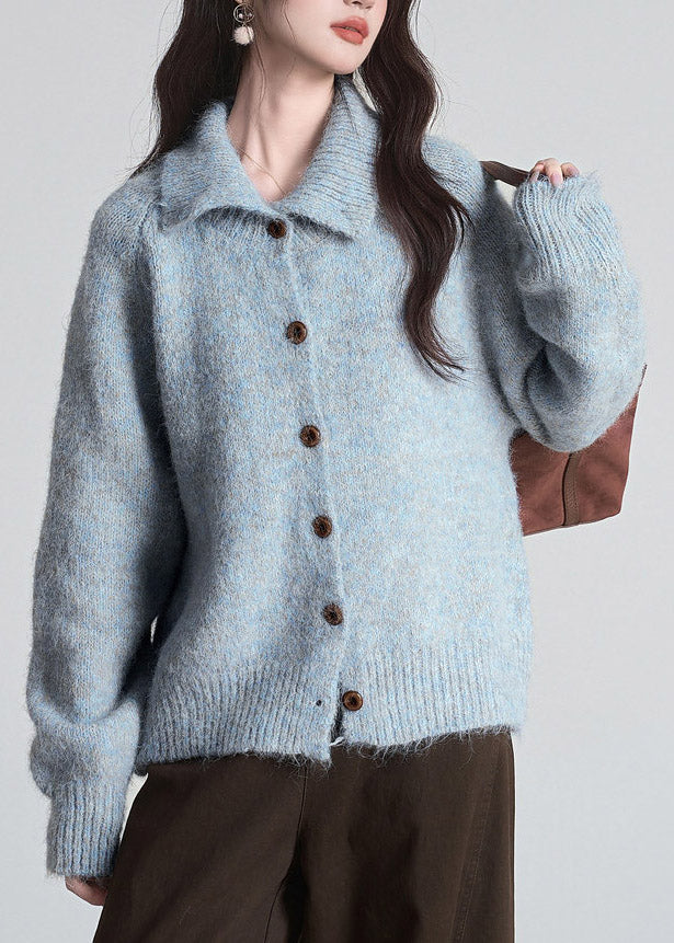Women's Cardigan with Peter Pan Collar and Long Sleeves