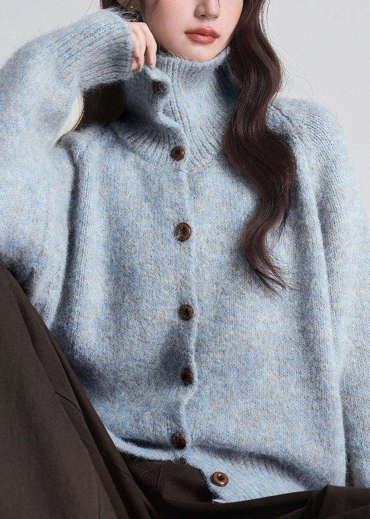 Women's Cardigan with Peter Pan Collar and Long Sleeves
