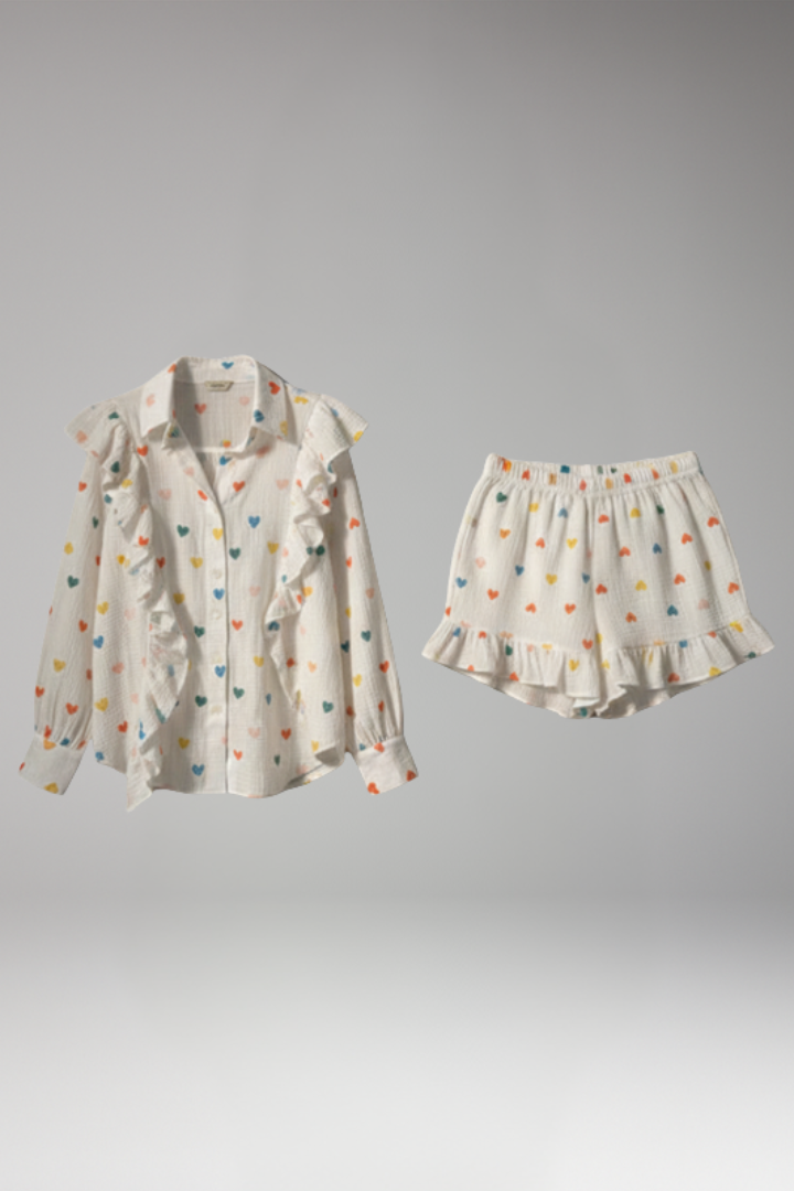 Women's 2-Piece Set with Button-Front Shirt for Weekend Wear