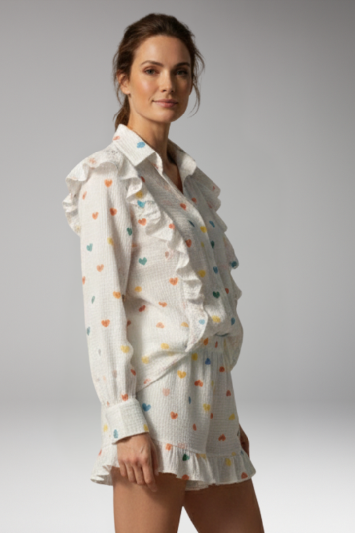 Women's 2-Piece Set with Button-Front Shirt for Weekend Wear