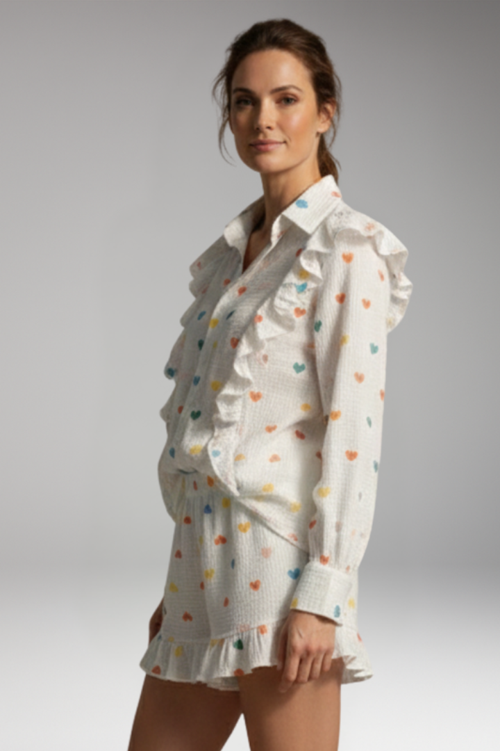 Women's 2-Piece Set with Button-Front Shirt for Weekend Wear