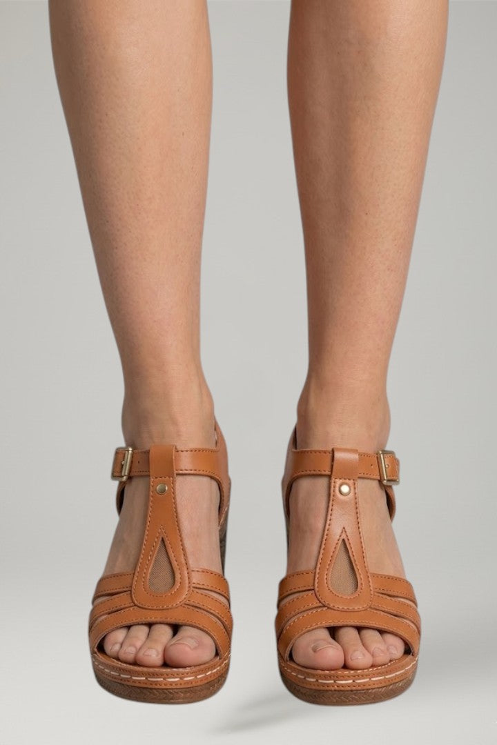 Women's Block Heel Sandals with Cushioned Insole and Open Upper