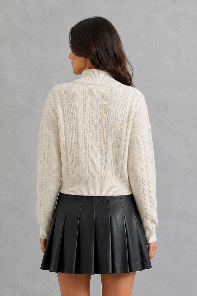 Women’s Cable Knit Bow Cardigan – Tie Front Long Sleeve Knitwear