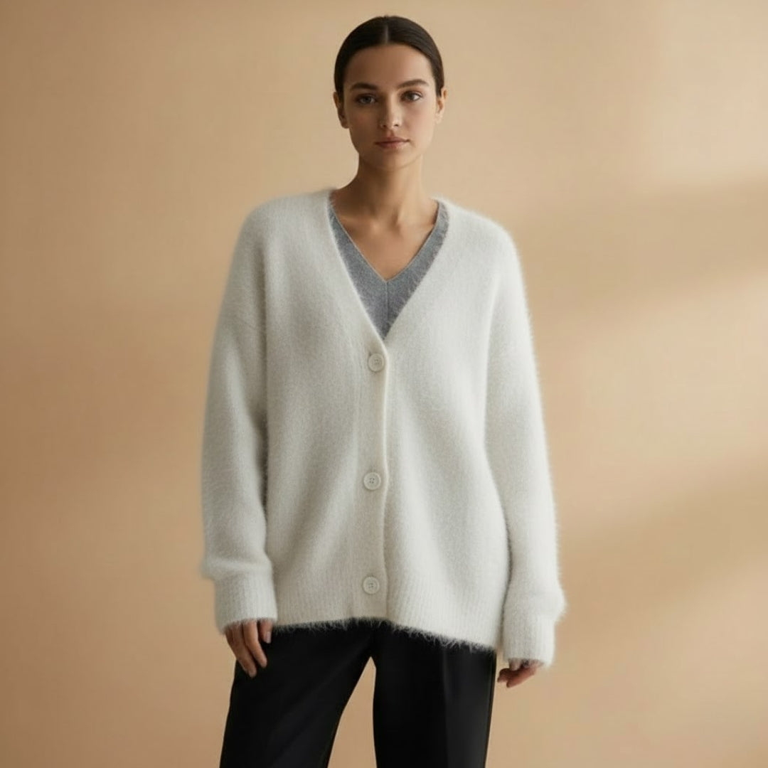 Women’s Cardigan with Button Closure and  V-Neck