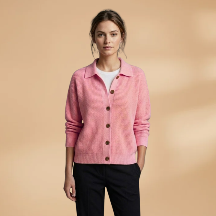Women's Cardigan with button fastening and lapel collar