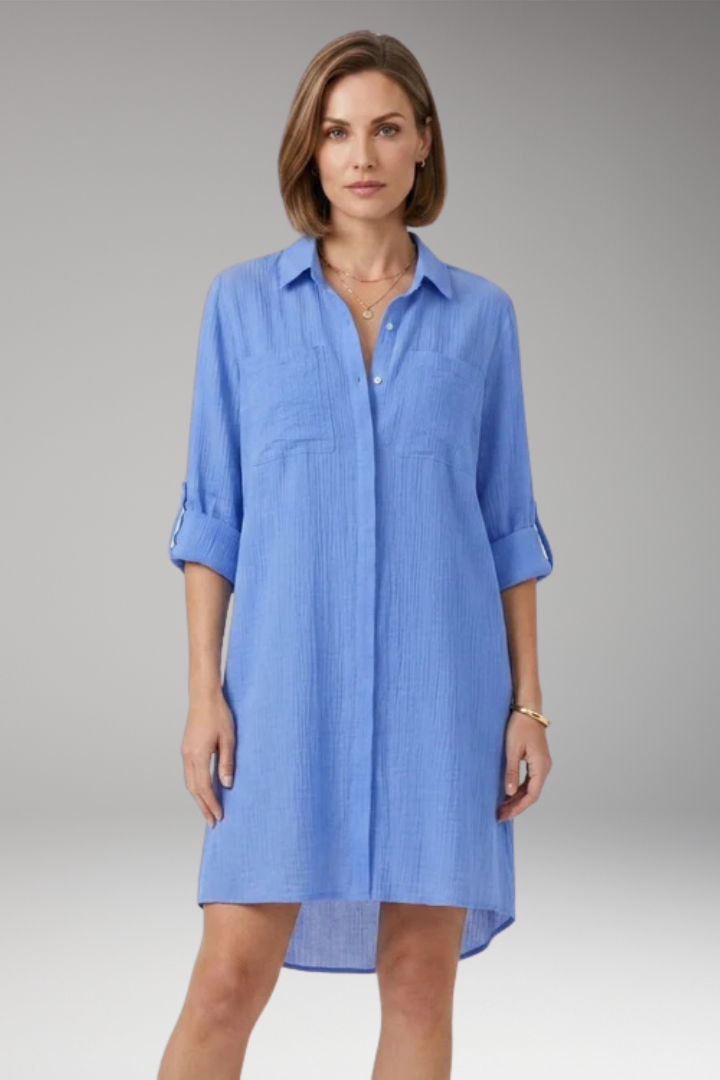 Women's Cover'Up Beach Dress with Button Front and Side Slits