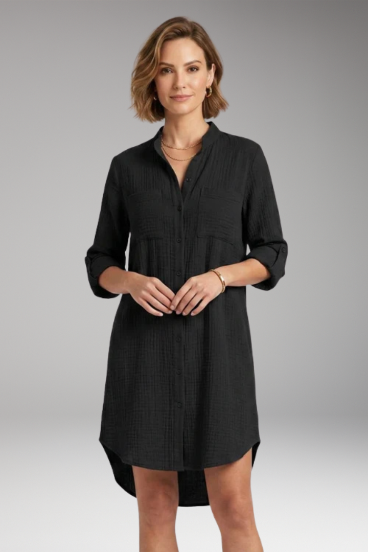 Women's Cover'Up Beach Dress with Button Front and Side Slits