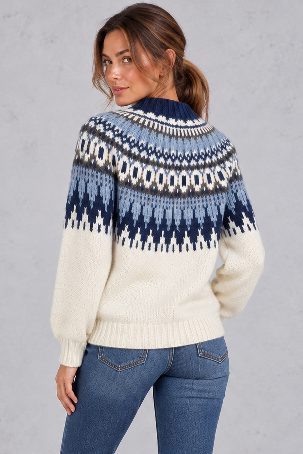 Women's Fair Isle Knit Jumper – Cosy Relaxed Fit Nordic Yoke Knitwear