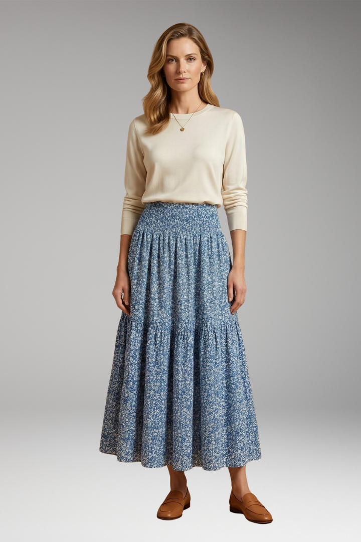 Women's Floral Skirt with Flattering Fit and Flowing Fabric
