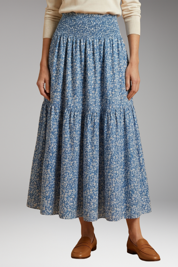 Women's Floral Skirt with Flattering Fit and Flowing Fabric