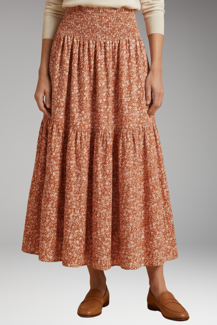 Women's Floral Skirt with Flattering Fit and Flowing Fabric