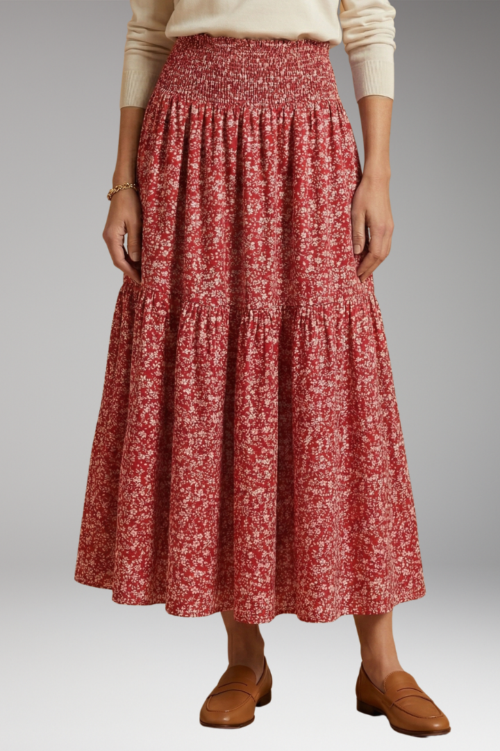 Women's Floral Skirt with Flattering Fit and Flowing Fabric
