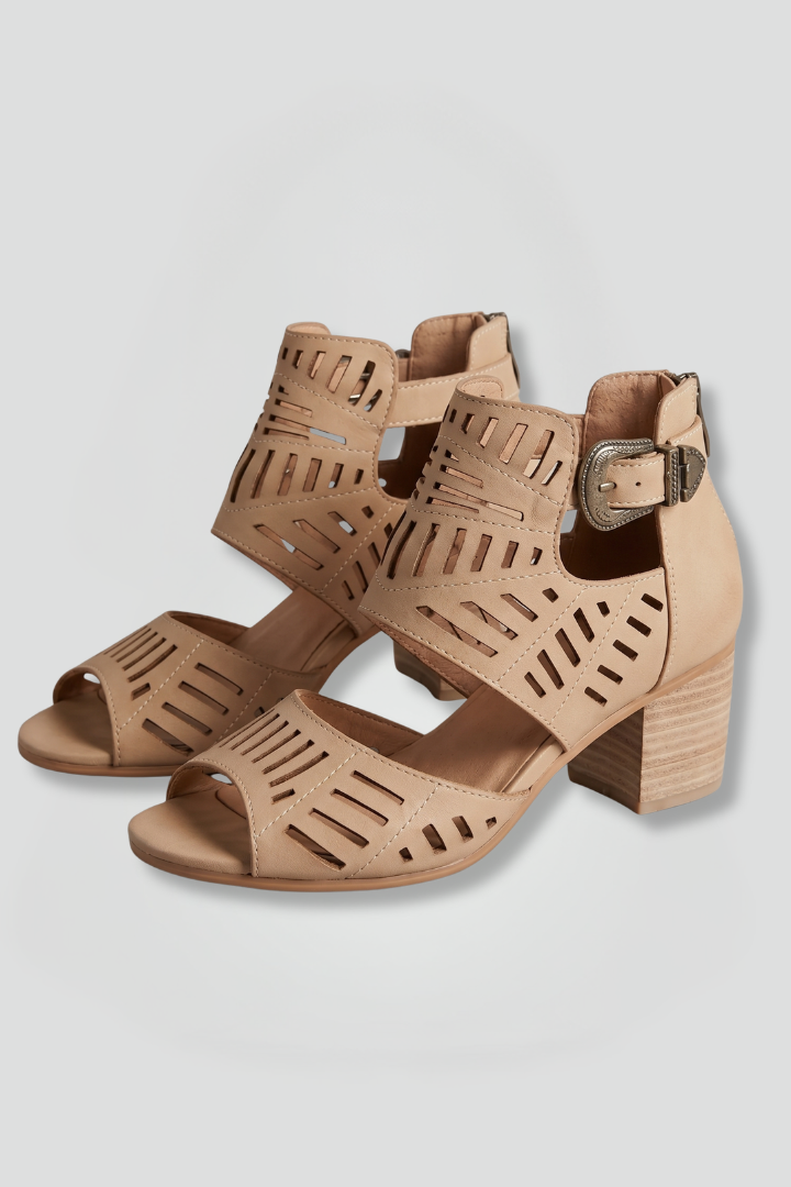 Women's Leather Sandals with Ankle Strap for Summer