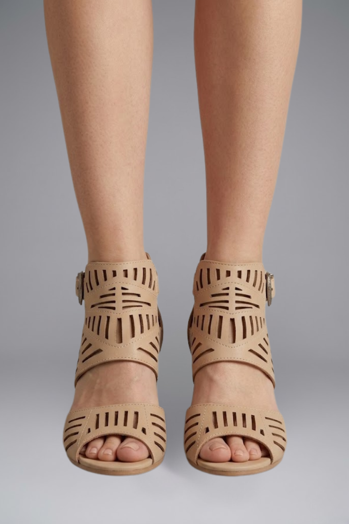 Women's Leather Sandals with Ankle Strap for Summer