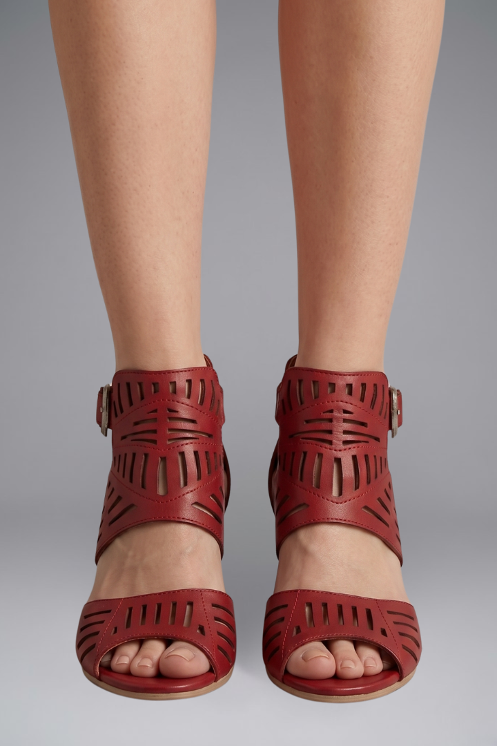 Women's Leather Sandals with Ankle Strap for Summer
