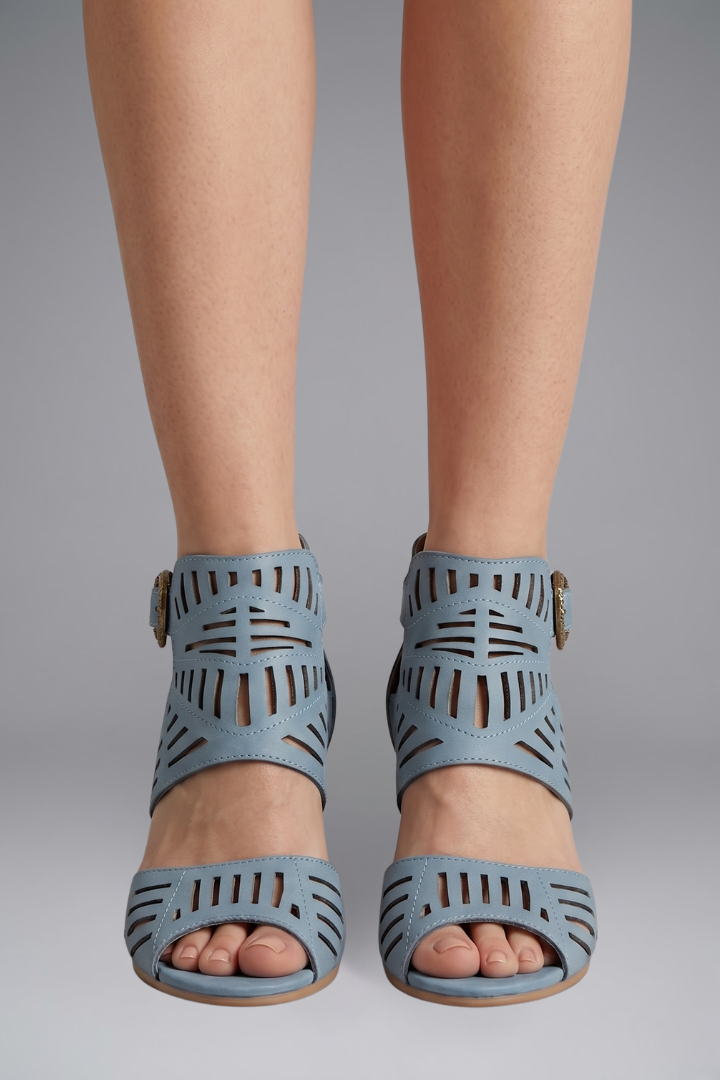 Women's Leather Sandals with Ankle Strap for Summer