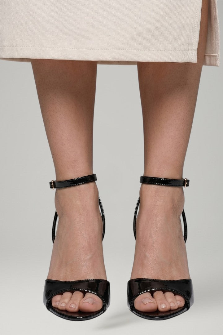 Women's Leather Sandals with Open Toe and Ankle Strap